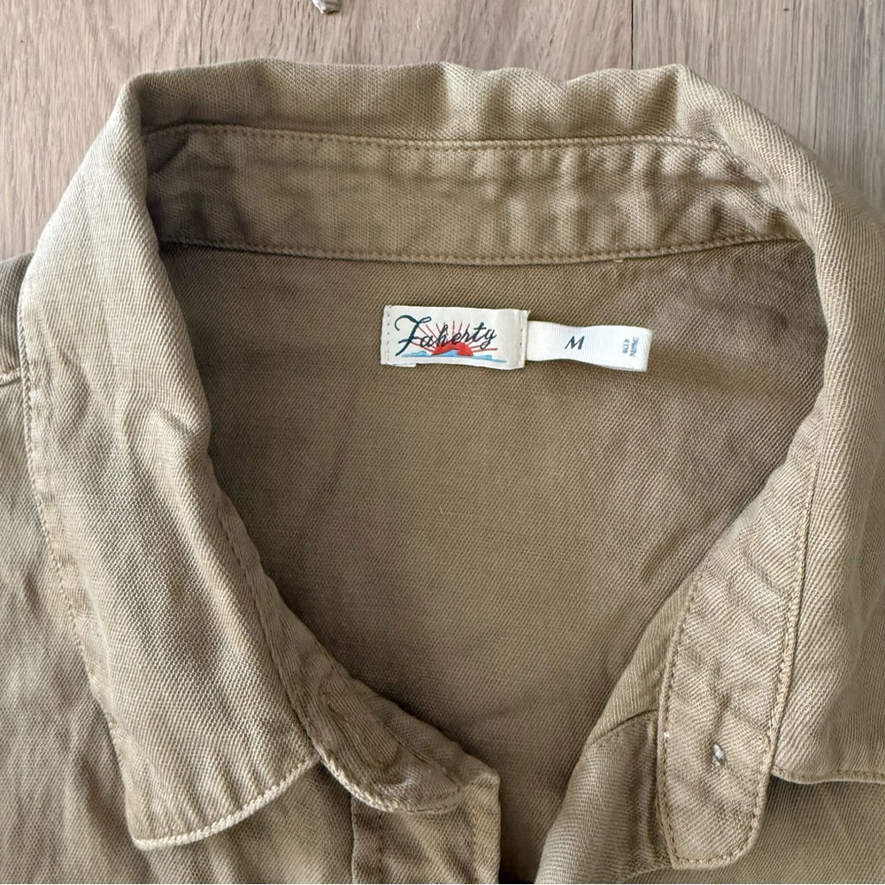 Faherty Tan Button-Up Midi Dress - Picture 3 of 5